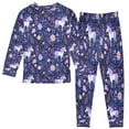 thumbnail image 2 of RMDQTR Cotton Pajama Set - 95% Cotton Soft Breathable Elastic Waist Round Neck Sleepwear for 18M-8Y Unicorns Stars and Moons, 2 of 7
