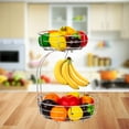 thumbnail image 6 of Fuleadture 2 Tier Wire Metal Fruit Vegetable Basket Bowl with Banana Tree, Detachable Holder for Kitchen Countertop in Chrome, 6 of 8