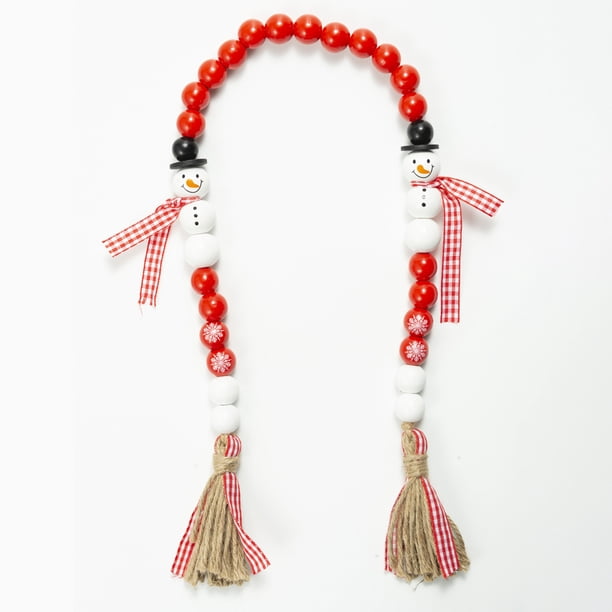 Madera Navideñas, Cuentas Artesanales, Cuentas Redondas Con Borlas, Cuentas Pulidas, Cuentas Rústicas De Guirnalda Para Manualidades Diy, Decoración De Fiestas sonducket HA046575-02