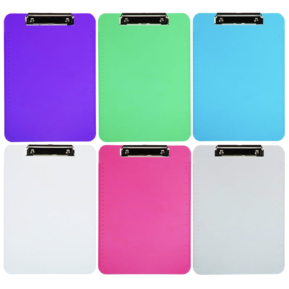 JAM Paper Plastic Clip Boards, Multicolor Clipboards, 9 x 12.5 in, 6 per Pack
