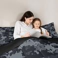 thumbnail image 5 of Feelyou Modern Fashion Camo Full Size Comforter Sets for Teens, Chic Camouflage Bedding Comforter Set, Grey Square Abstract Reversible Bedding Sets, Ultra Soft Bedroom Decor, 3-Piece, 5 of 8