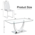 thumbnail image 2 of ExtraLco Glass Dining Table Set for 6, 63 Inch Silver V-Leg Table with 6 White PU Chairs, 2 of 10