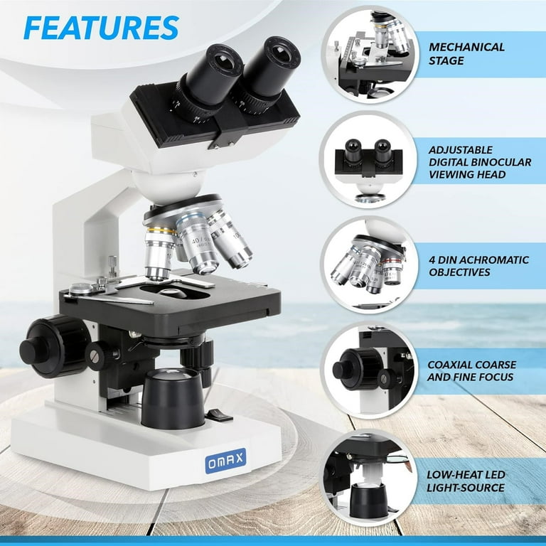 OMAX 40X-1000X Lab LED Binocular Compound Microscope with