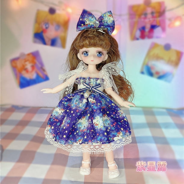 Muñeca de Anime de 23cm para niñas, muñeco de cara de dibujos animados Bjd con ropa, regalo de cumpleaños, novedad, 1/7