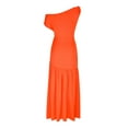 thumbnail image 6 of IROINNID Wedding Guest Dresses for Women Evening Night Party Dress Summer One Line Neck Split Floor Sweeping Holiday Dress Trendy Formal Dress,Orange, 6 of 6