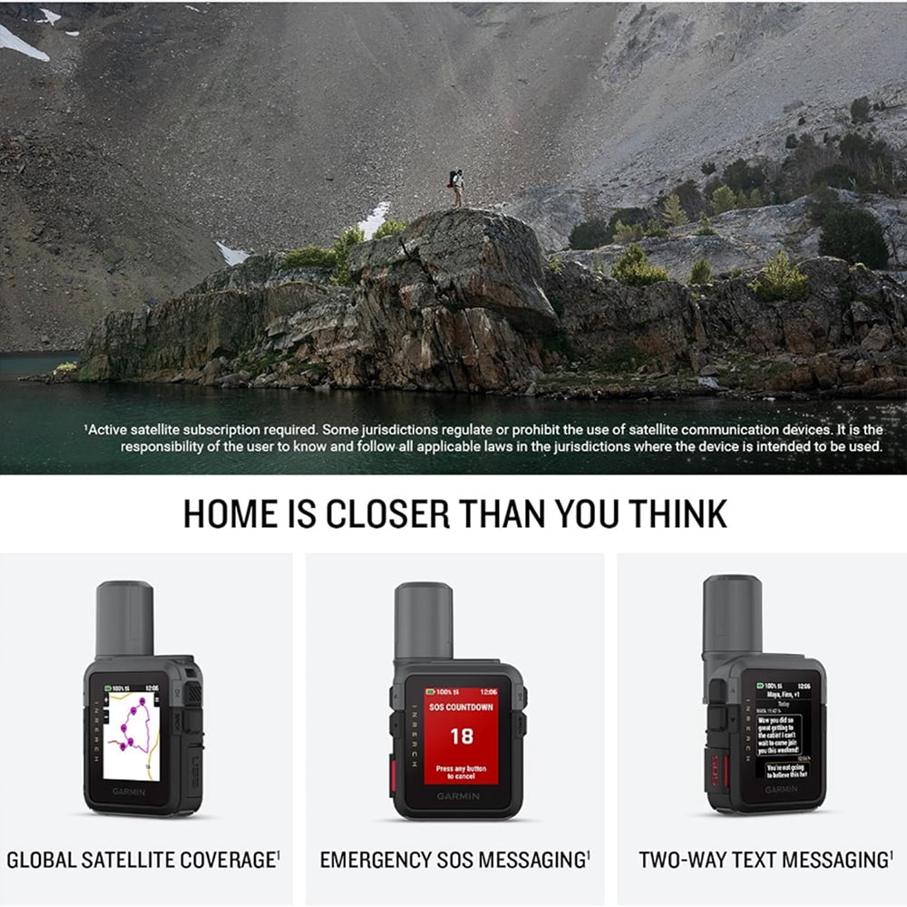 Garmin inReach Mini 3 Compact SOS Satellite Communicator with Touchscreen 010-03387-00 Bundle with Wearable Commuter Front and Rear Safety Light and 2-Pack Tactical Emergency Paracord Bracelet