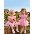 thumbnail image 6 of RUINIXCW Baby Girl First Birthday Cake Mesh Outfit 1st Birthday Summer Clothes One Years Old Pink Romper Dress Strawberry Bow Embroidery Ruffled Sleeve Tulle Tutu Dress Headband, 6 of 9