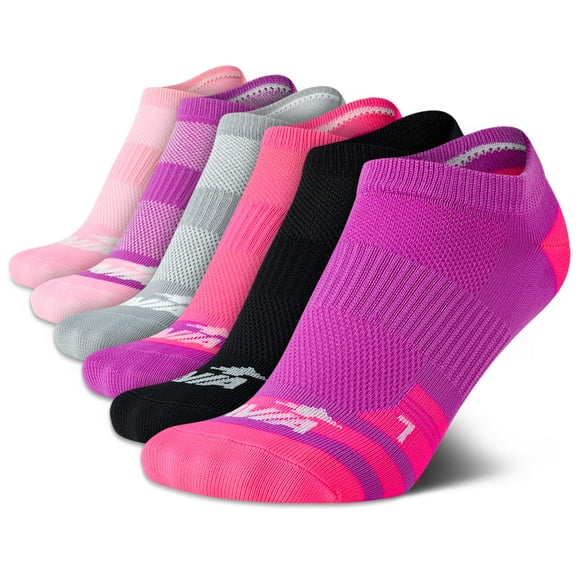 Avia Chaussettes pour Femmes – Demi-Coussin en Maille Invisibles (Lot de 6), Taille 4-9, Violet/gris