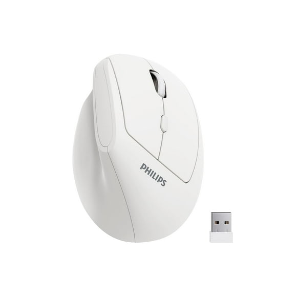 Ratón PHILIPS Ergonómico Vertical 2,4 GHz Inalámbrico Blanco