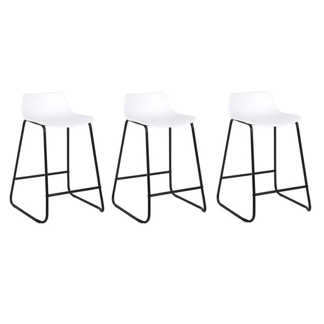 Bronte Living 24 inch Modern PP Counter Stool with Rubber Protectors, Comfortable Footrest and Low Backrest for Kitchen, Restaurant, Café - Series Amelia 24" - Set of 3