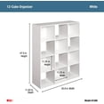 thumbnail image 3 of Cubeicals 12 Cube Storage Shelf Organizer Bookshelf, Stackable, Vertical Or Horizontal, Easy Assembly, Wood, White Finish, 3 of 7