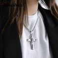 thumbnail image 5 of Mens Womens Stainless Steel Curb Chain Necklace w Cross Pendant Silver Gold, 5 of 5