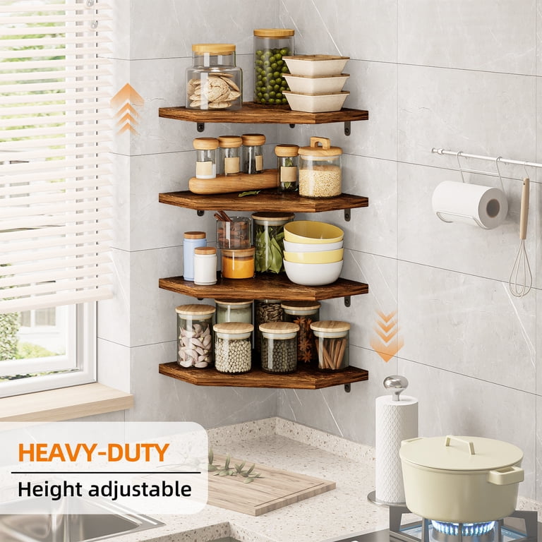 Fairy 4-Tier Rustic Brown Corner Floating Shelves photo 5