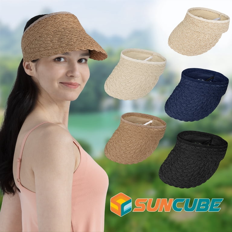 UV Protection Wide Brim Visor Hat for Golf Beach Pool SUN CUBE Women Sun Visor Hat, Straw Beach Hat Wide Brim  main image 2