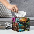 thumbnail image 6 of Naloa Graffiti Lamp Urban Scene Tissue Box Cover Leather Tissue Holder Square Facial Tissue Case for Bathroom, Vanity Countertop, Tabletop, Car, 6 of 7