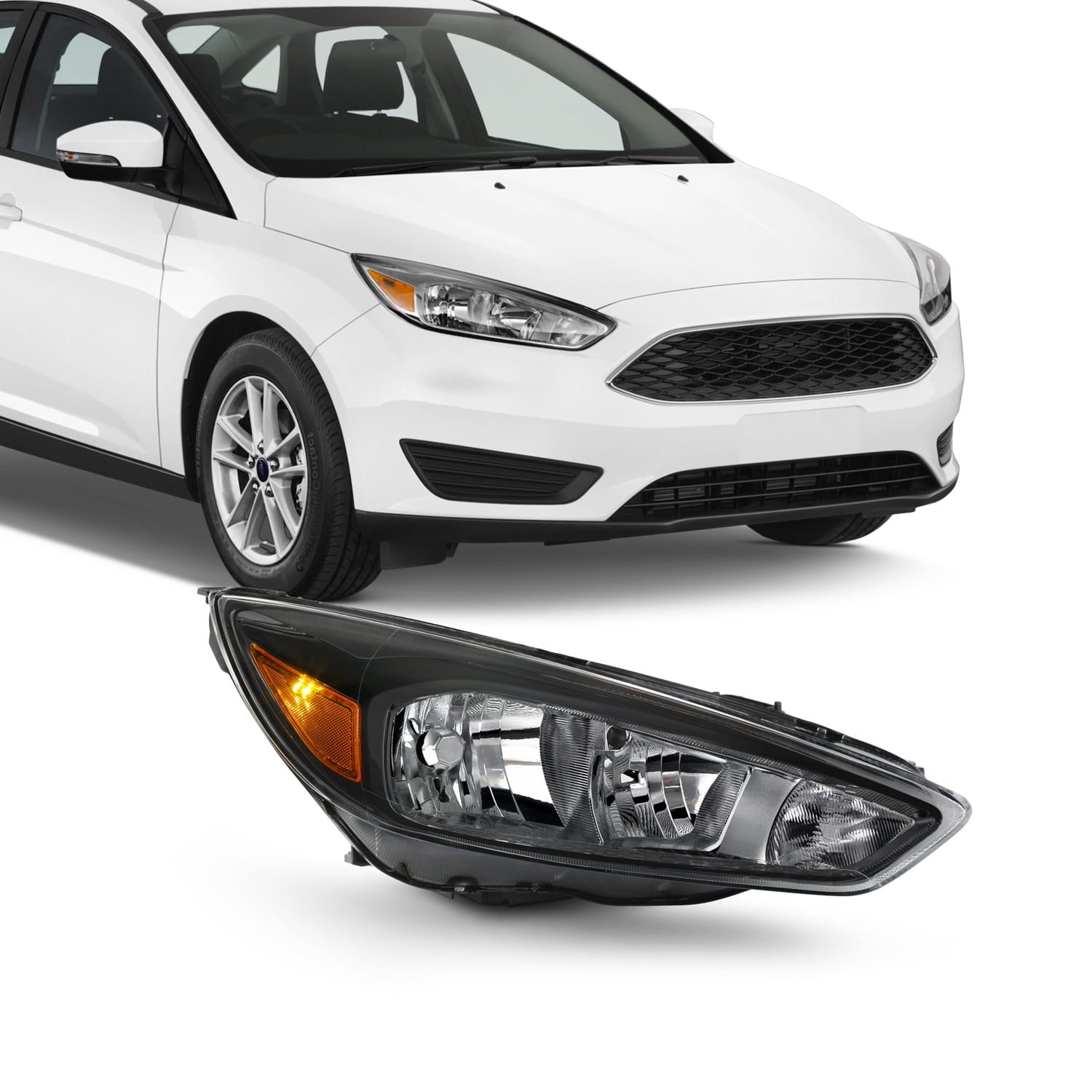 Driver and Passenger Side LBRST Headlight Assembly for 2012-2014 Ford Focus Headlamp Replacement with Daytime Running Lamps Driver and Passenger Side LBRST Headlight Assembly for 2012-2014 Ford Focus Headlamp Replacement with Daytime Running Lamps