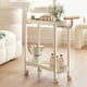 thumbnail image 1 of Mesa lateral con ruedas crema | Mesita auxiliar móvil, estante de plástico de 2 niveles, mesilla de noche extraíble, muebles compactos que ahorran espacio para dormitorio, salón, baño, vestíbulo, 1 of 6