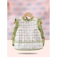 thumbnail image 2 of Baby Bibs Waterproof Children's Smock Floral Plaid Pattern Kids Rice Pocket Toddlers Sleeveless Apron Lace Trim (0-1 years old,Flower bib green), 2 of 7