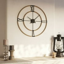 Oriana Farmhouse Rattan-Wrapped Metal Roman Numeral Wall Clock