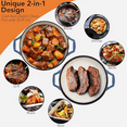 thumbnail image 2 of 2-in-1 Enameled Cast Iron Braiser Pan with Grill Lid - 3.3-Quart Small Dutch Oven, Serves as Both Casserole & Stovetop Grill Pan, Cast Iron Cookware, 2 of 6