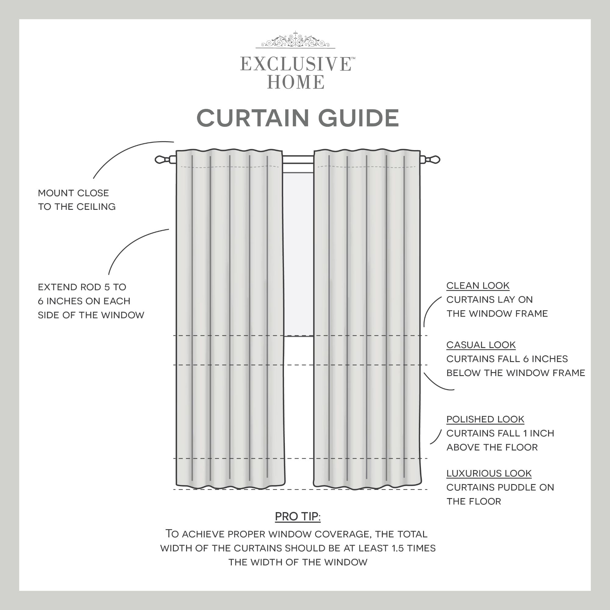 Exclusive Home Demi Light Filtering Hidden Tab Top Curtain Panel Pair, 54"x96", Black Pearl, Set of 2