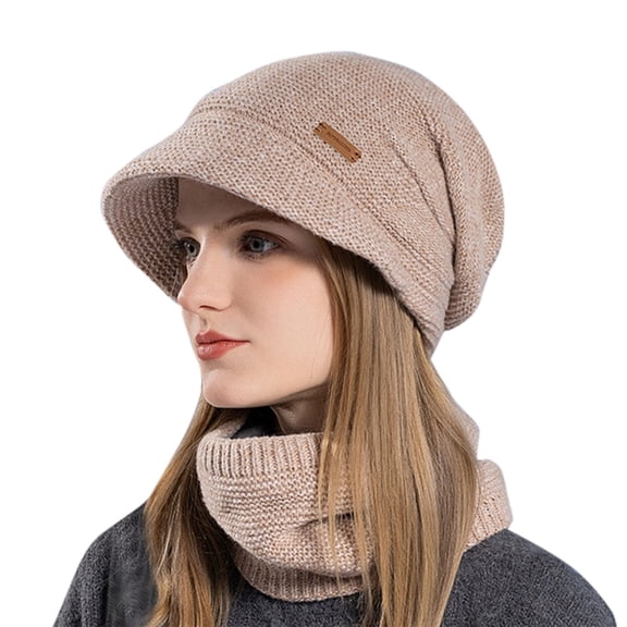 Fgnfyis Knitted Hat Winter Cycling Windproof Warm Cap with Brim Ear Winter Hats Winter Hats for Women A