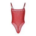 thumbnail image 2 of Hkoxplj Women's Sheer Mesh Thong Bodysuit Spaghetti Strap Square Neck See Through High Stretch Slim Fit Solid Color Bodysuit with Adjustable Straps Club Nightwear Party Outfit for Women, 2 of 9