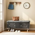 thumbnail image 5 of Recaceik Ottoman with Storage - Velvet Upholstered End of Bed Bench for Bedroom, Living Room, Entryway, Window - Grey, 5 of 7