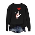 thumbnail image 6 of GUZOM Womens Valentine's Day Sweatshirt, Black Oversized Off-The-Shoulder with Pixel Rock On Hand Heart Print,Size XL, 6 of 6