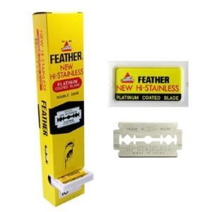 100 Ct FEATHER HI-STAINLESS DOUBLE EDGE DE RAZOR BLADES NEW HAIR REMOVE MADE IN (Best Double Edge Razor)