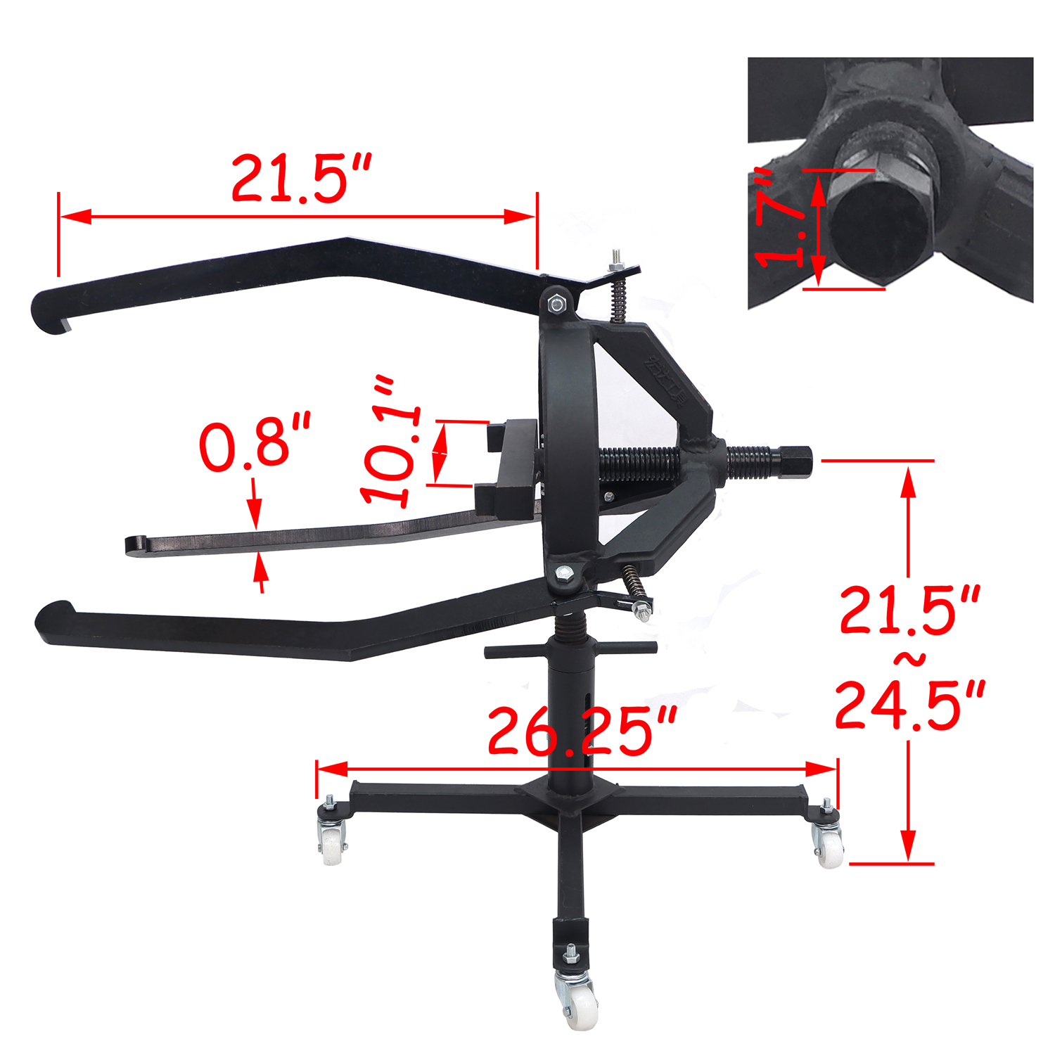 3-Jaw Adjustable Height Brake Drum Puller - Car & Truck Repair Remover Tool - HTTMT