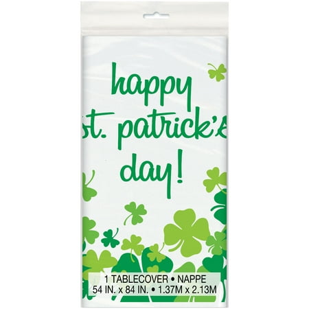 Rainbow Shamrock St. Patrick’s Day Plastic Party Tablecloth, 84 x 54 inches