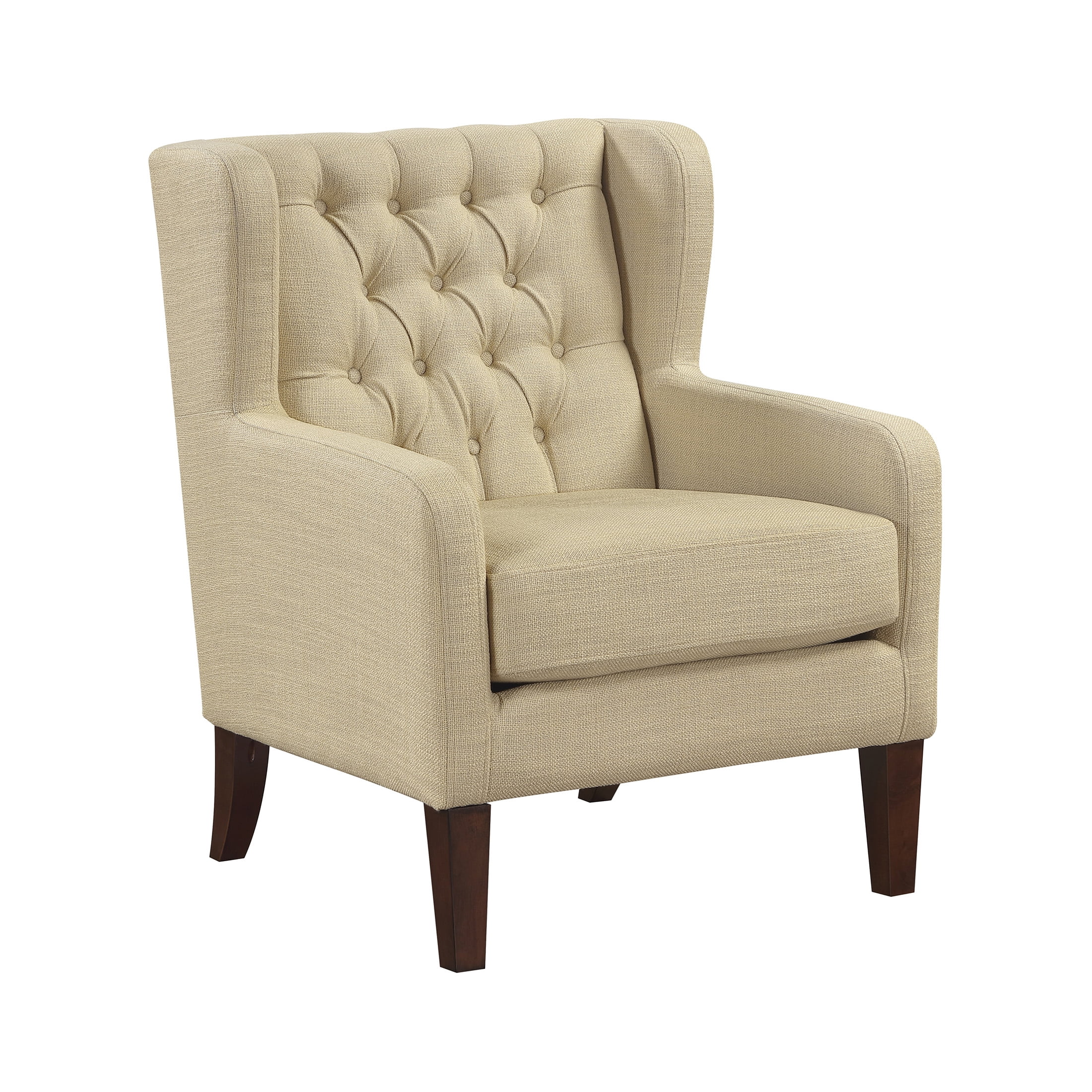 OakvillePark Varen Textured Fabric Buttom-Tufted Wing Back Accent Chair, Beige