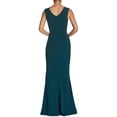 thumbnail image 3 of DRESS THE POPULATION Womens Green Stretch Zippered High Leg Slit Lined Sleeveless V Neck Full-Length Formal Gown Dress M, 3 of 3