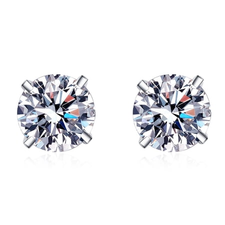 Liranovly Moissanite Stud Earrings with Certificate, 0.4CT-4CT 18k White Gold Plated 925 Sterling Silver Earrings, D Color VVS1 Clarity Diamond Earrings for Women Men