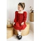 thumbnail image 5 of Vestido Happy Town para niña pequeña, manga larga, algodón, rojo 2-3T, 5 of 7