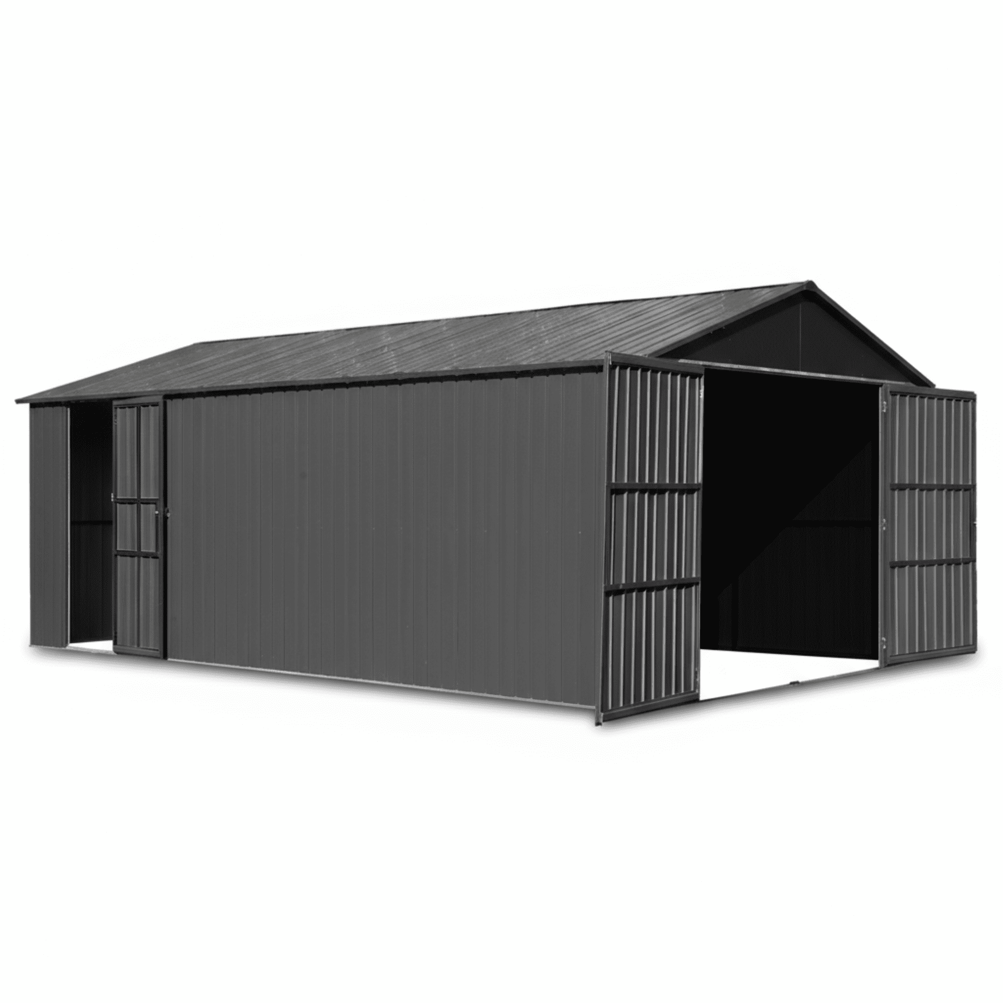 DuraYu 12x15 ft Steel Garden Storage Shed with Double Doors, Lockable, Dark Grey