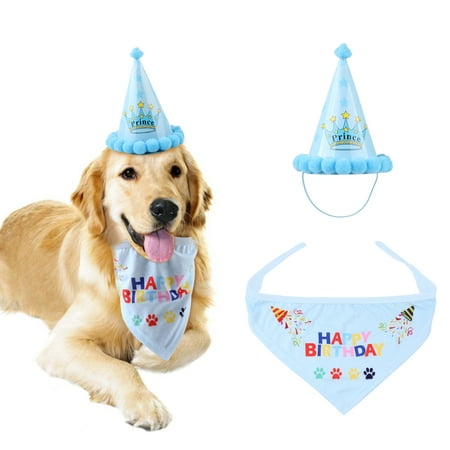 Pet Dog Birthday Bandana Triangle Scarf and Hat Doggie Party Accessories Puppy Birthday Decorations