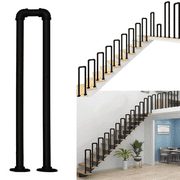 bimiti U-Shaped Stair Handrail, 3.3 ft Non-Slip Safety Stair Railing, Outdoor/Indoor Stair Railing, Black