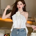 thumbnail image 5 of Women Fashion Soft 3D Flowers Breathable Sleeveless Vest Floral Strap Top 3D Flowers Vest Blouses Vest WHITE, 5 of 8