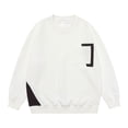 thumbnail image 4 of Ediodpoh Chandail en Molleton Homme Patchwork Bicolore Col Rond Ample Design Poche Poitrine Manches Longues Blanc TTTTG, 4 of 8