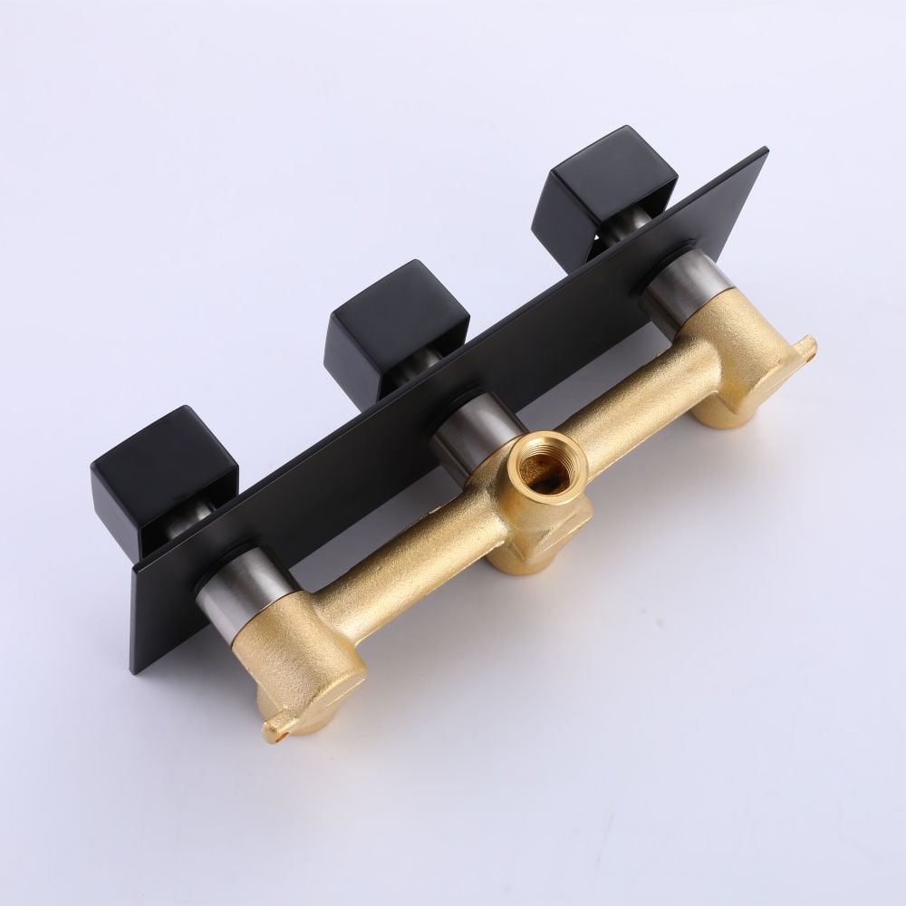 Kepooman 3 Function Rain Mixer Shower System, Temperature Control Complete Shower System with Rough-in Valve for Bathroom