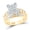Yellow, variant on 10K White Gold Round Diamond Cinderella Cluster Bridal Engagement Ring 1cttw
