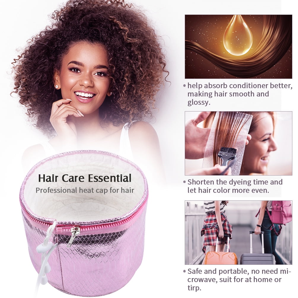 Upgrade Heating Cap for Hair Spa Beauty Steamer Nourishing Hat Hair Thermal  Treatment Cap with 2 Mode Temperature Control, Bright Pink 