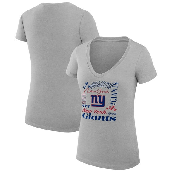 Women's G-III 4Her by Carl Banks  Heather Gray New York Giants Super-Slim Fit Lightweight Collage Team V-Neck T-Shirt