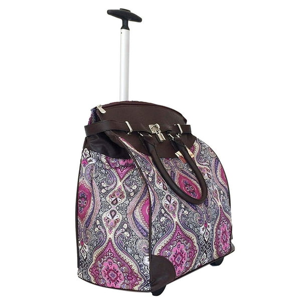 19" Computer/Laptop Bag Tote Duffel Rolling Wheel Case Purse Tablet Taj Pink