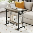 thumbnail image 2 of Costway Mobile Laptop Desk with Keyboard Tray, Lower Shelf, 3 Hooks, 4 Universal Wheels Gray, 2 of 10