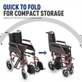 thumbnail image 6 of BEZT Transport Wheelchair w/Removable Flip Back Armrests & Swing-Away Footrests,Capacity 300lbs,Black&Red, 6 of 8