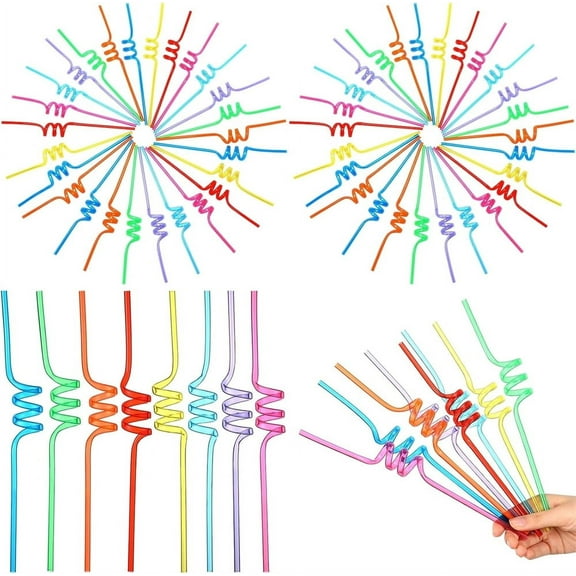 Triani 40Pcs Twisty Reusable Plastic Straws Twisty Straws Colorful Bendy Straws Long Drinking Straws for Cocktail Birthday Party Straws for Drinks