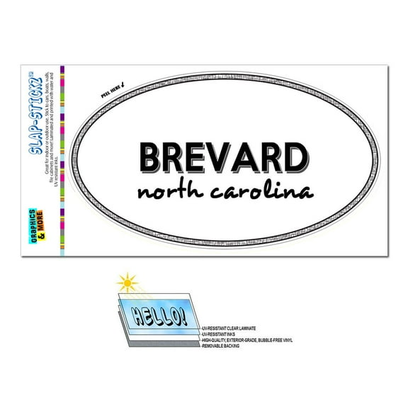 Brevard, NC - North Carolina - Black and White - City State - Oval Laminated Sticker